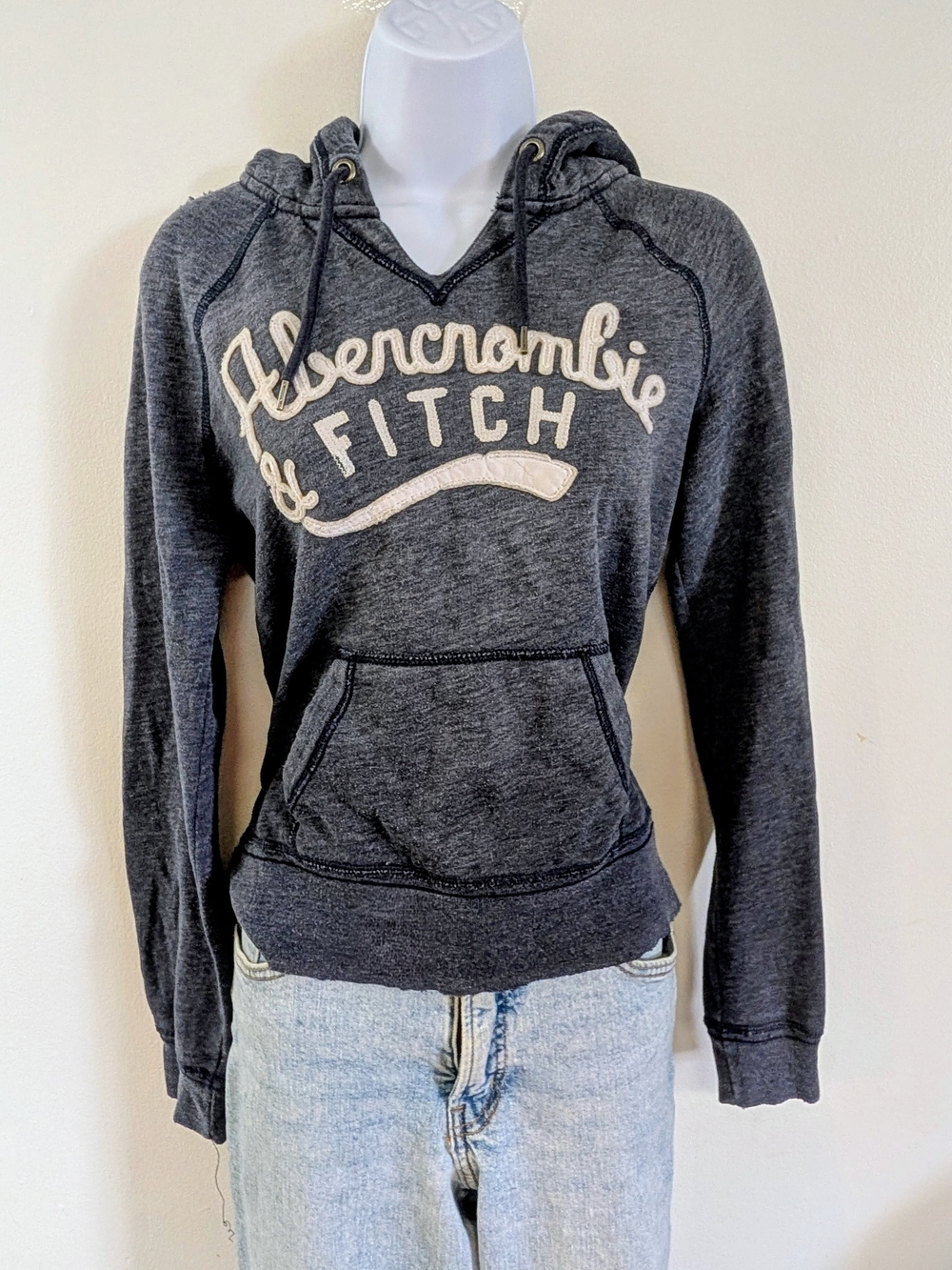 Abercrombie & Fitch Women's Charcoal Hooded Sweatshirt